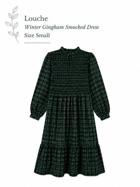 Louche Smocked Long-Sleeve Gingham Midi Dress - Dark Green